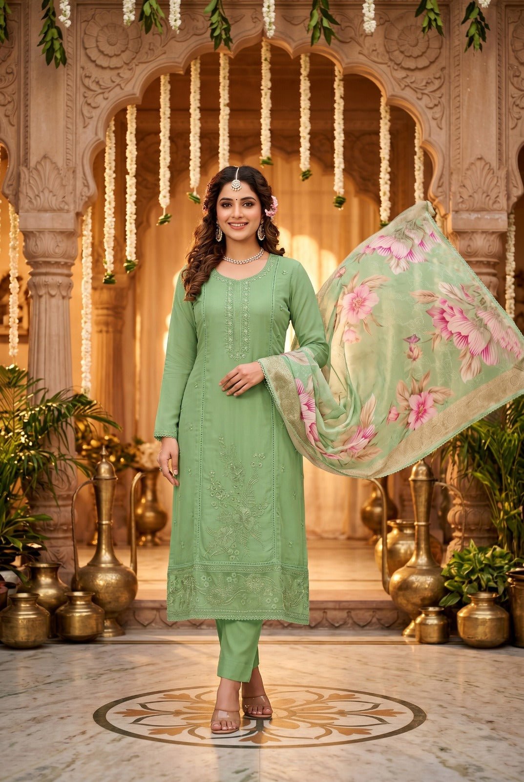 Amrah Roohaa Vol 15 Organza Embroidered Kurti Pant Dupatta Set - Amrah Wholesale
