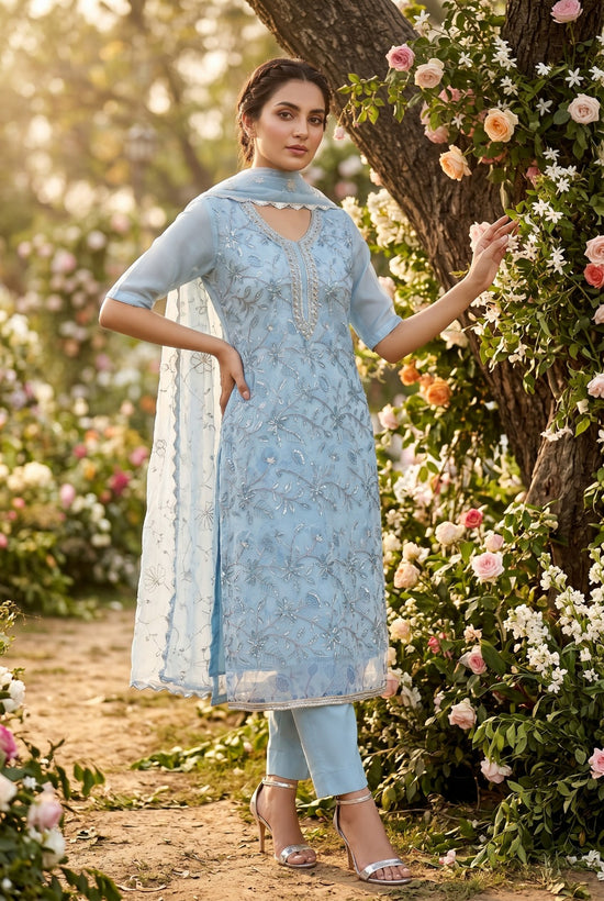 Amrah Wholesale Roohaa Vol 24 Organza Kurti Pant Dupatta Set