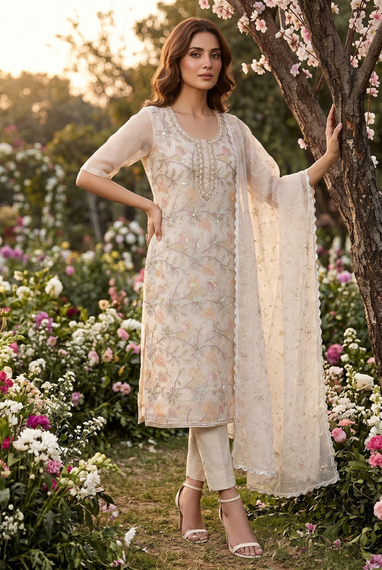 Amrah Wholesale Roohaa Vol 24 Organza Kurti Pant Dupatta Set