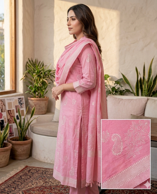 Amrah Sa Ani Vol 1 Cotton Jamdani Kurti Pant Dupatta Set