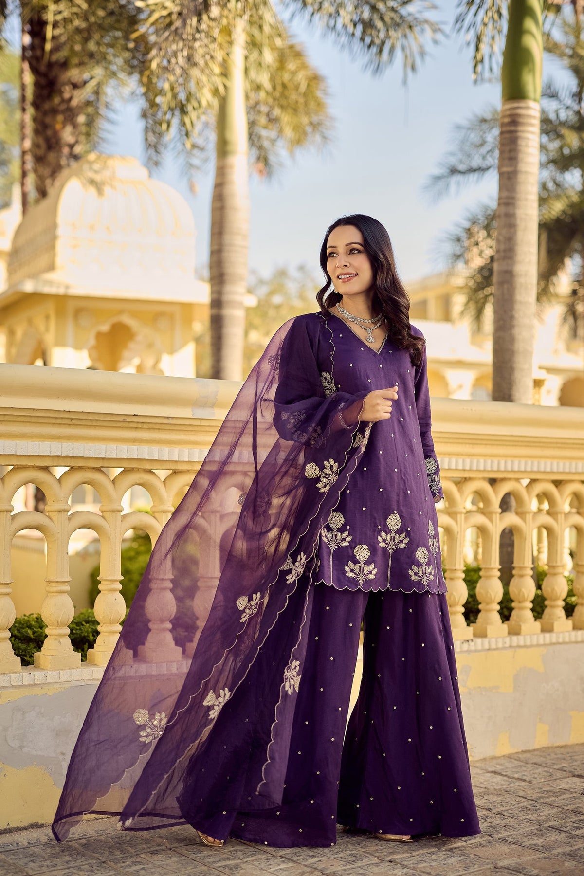 Amrah Satgulabo 01 Chanderi Silk Kurti Pant Dupatta Set