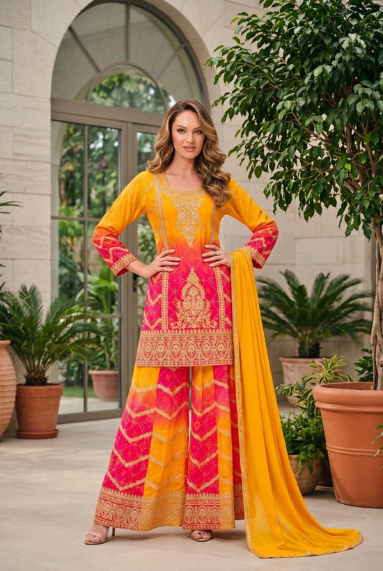 Amrah Sawariyaa Vol 1 Premium Chinon Mirror Work Kurti Pant Dupatta Set