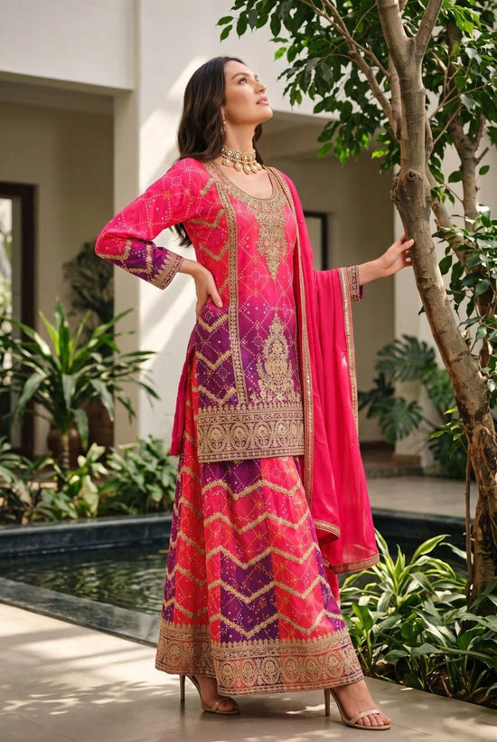 Amrah Sawariyaa Vol 1 Premium Chinon Mirror Work Kurti Pant Dupatta Set