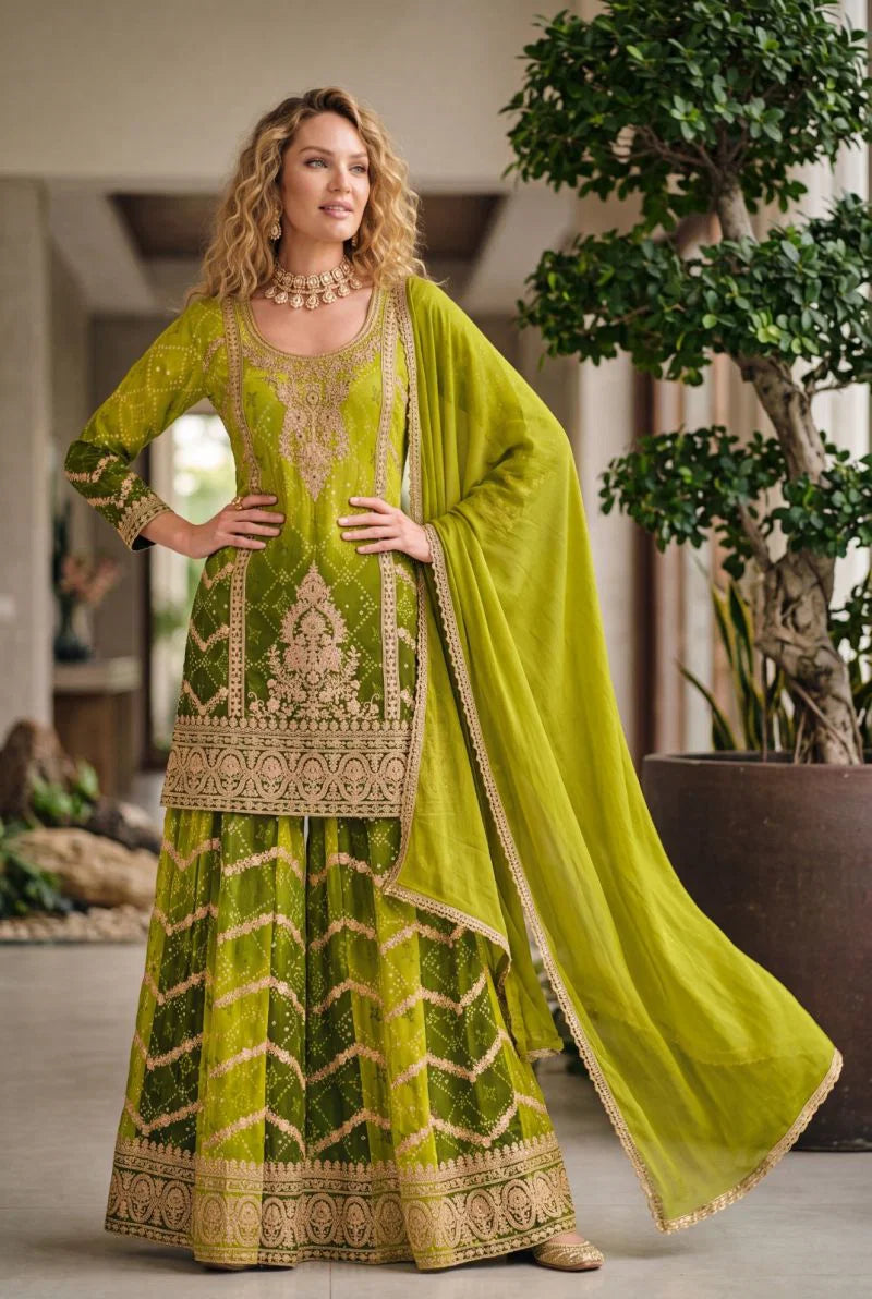 Amrah Sawariyaa Vol 1 Premium Chinon Mirror Work Kurti Pant Dupatta Set