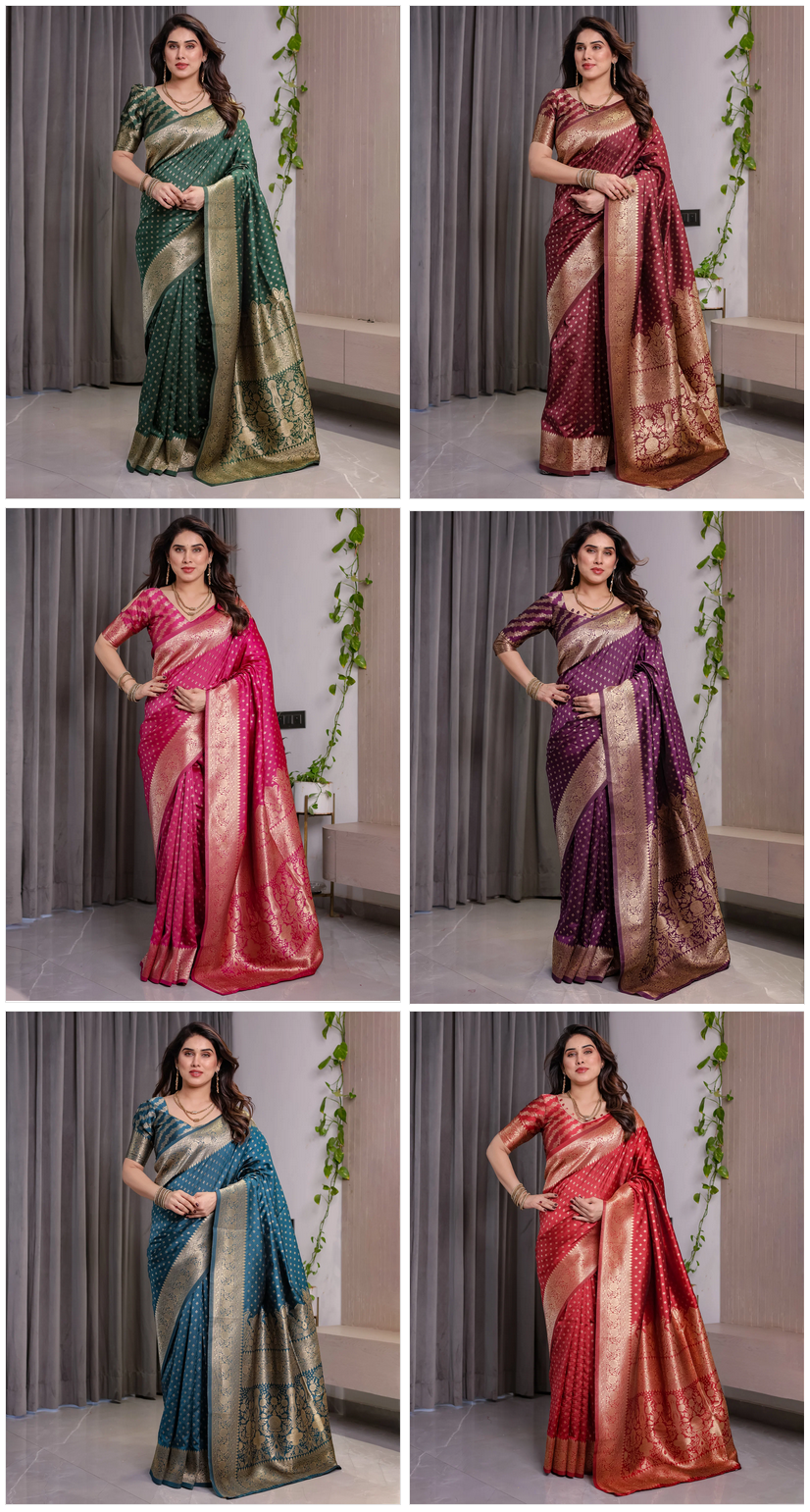 Amrah Wholesale Sh Jcq 05 Soft Lichi Silk Saree