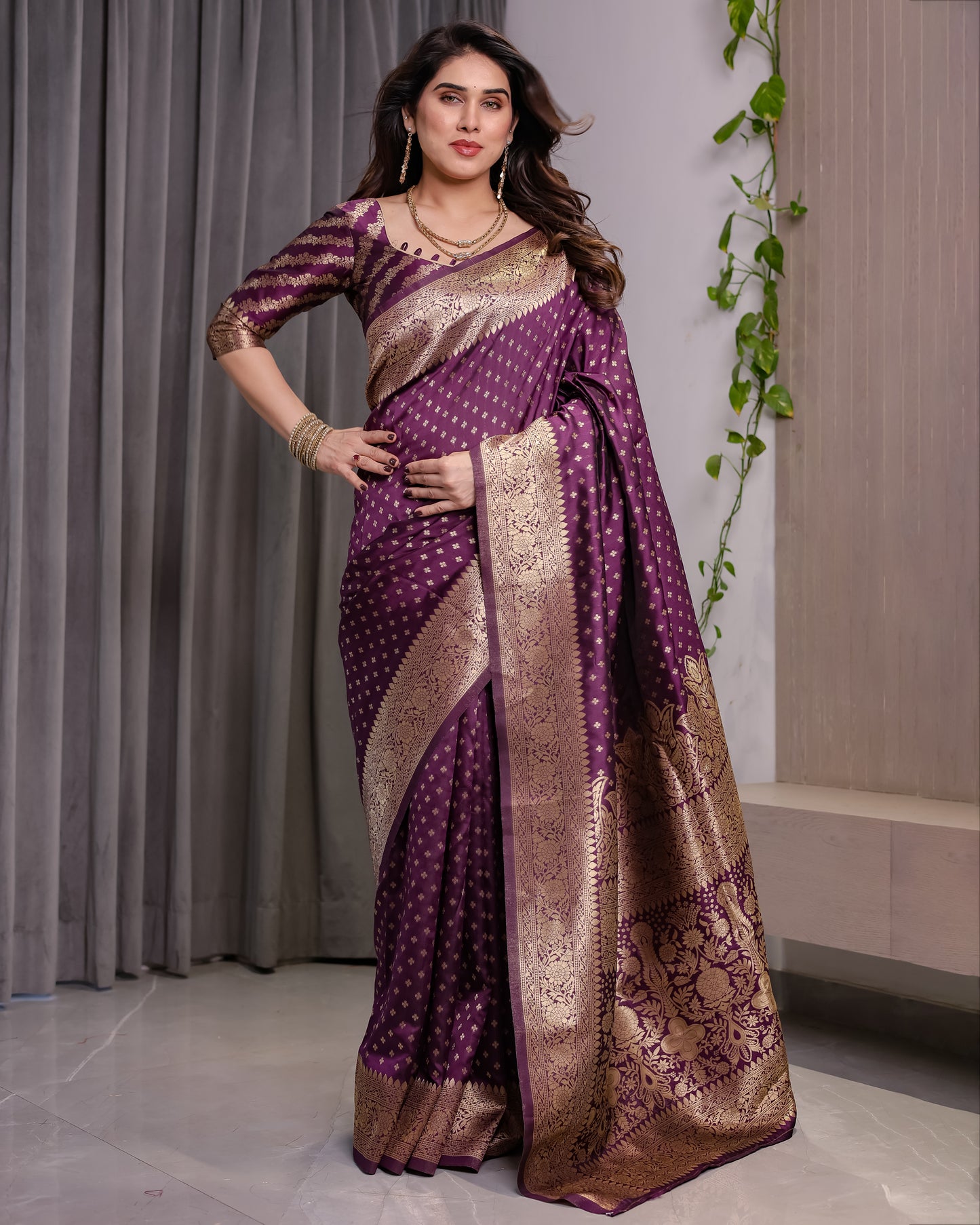 Amrah Wholesale Sh Jcq 05 Soft Lichi Silk Saree