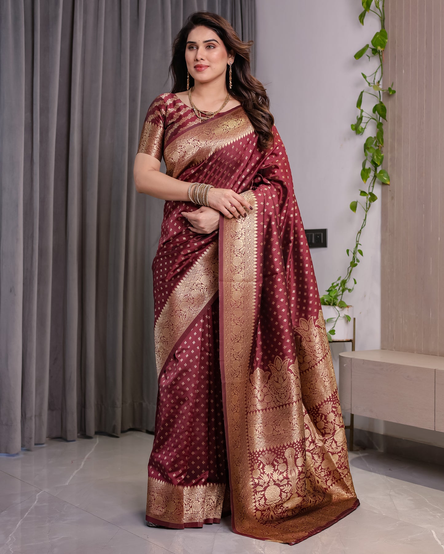 Amrah Wholesale Sh Jcq 05 Soft Lichi Silk Saree