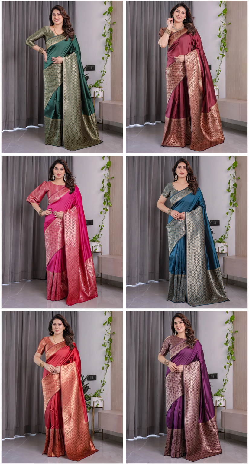 Amrah Wholesale Sh Jcq 06 Soft Lichi Silk Saree