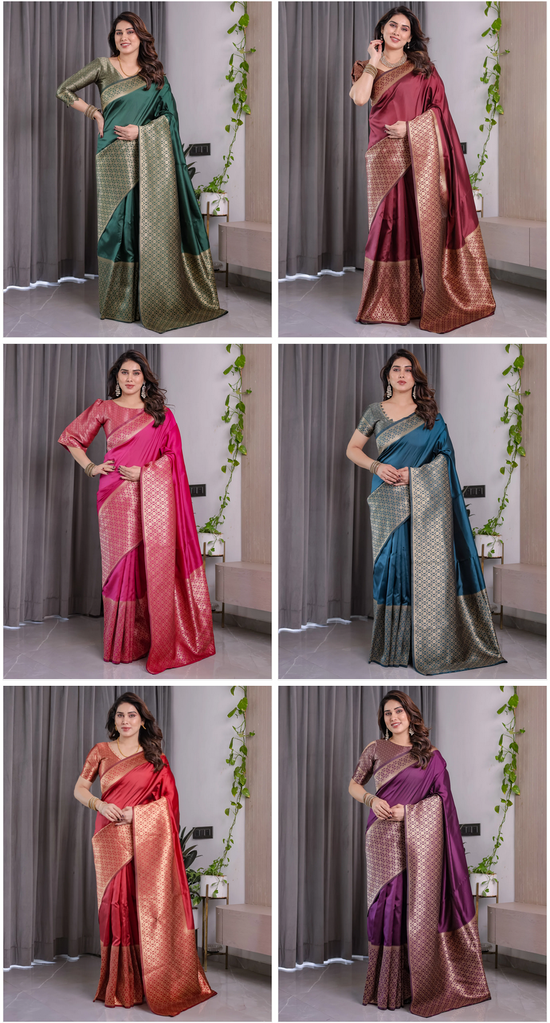 Amrah Wholesale Sh Jcq 06 Soft Lichi Silk Saree