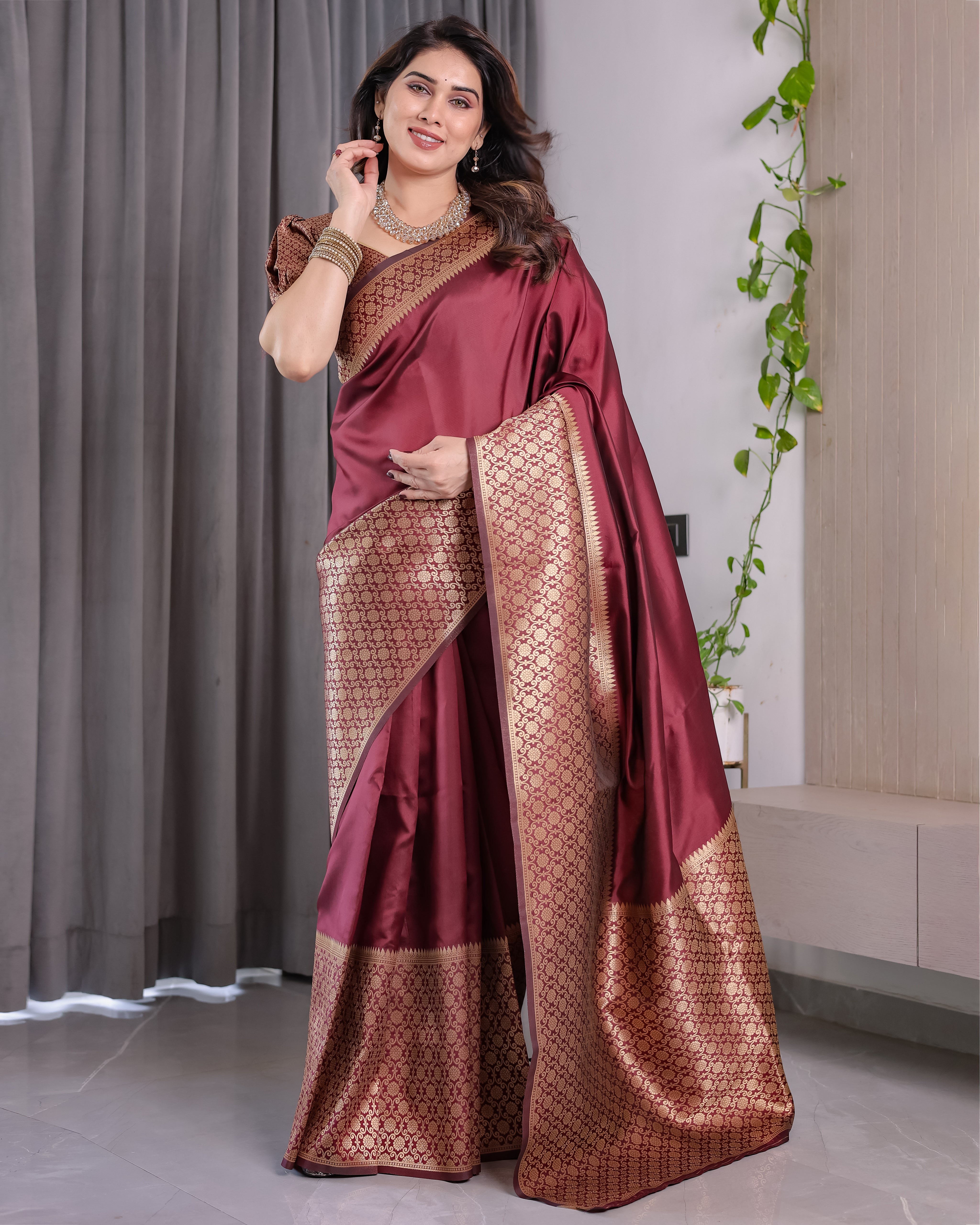 Amrah Wholesale Sh Jcq 06 Soft Lichi Silk Saree