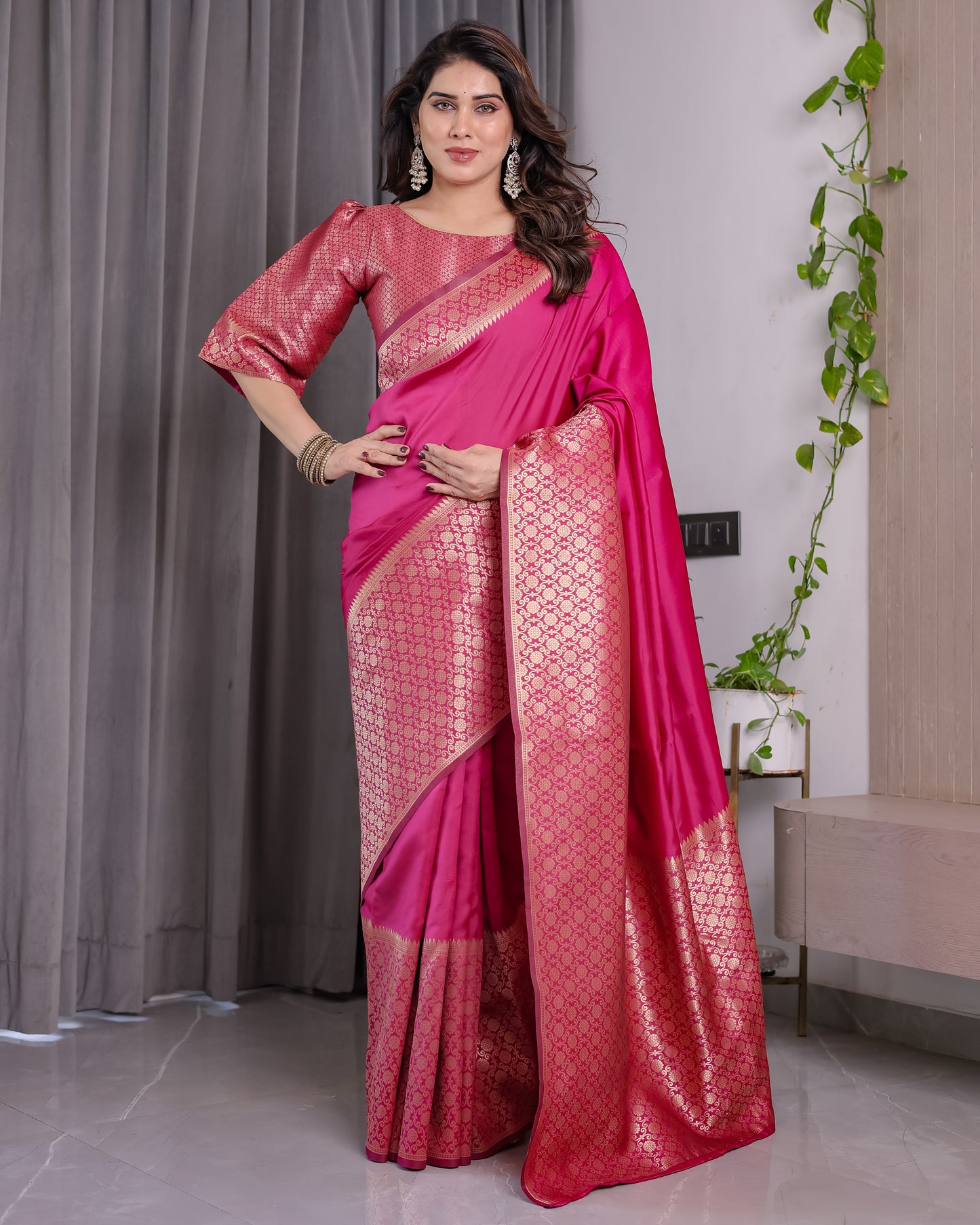 Amrah Wholesale Sh Jcq 06 Soft Lichi Silk Saree