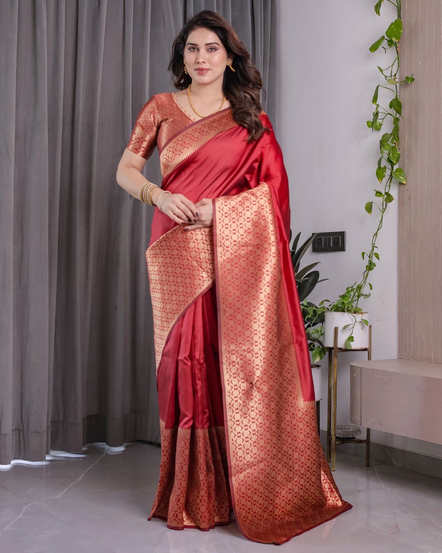 Amrah Wholesale Sh Jcq 06 Soft Lichi Silk Saree