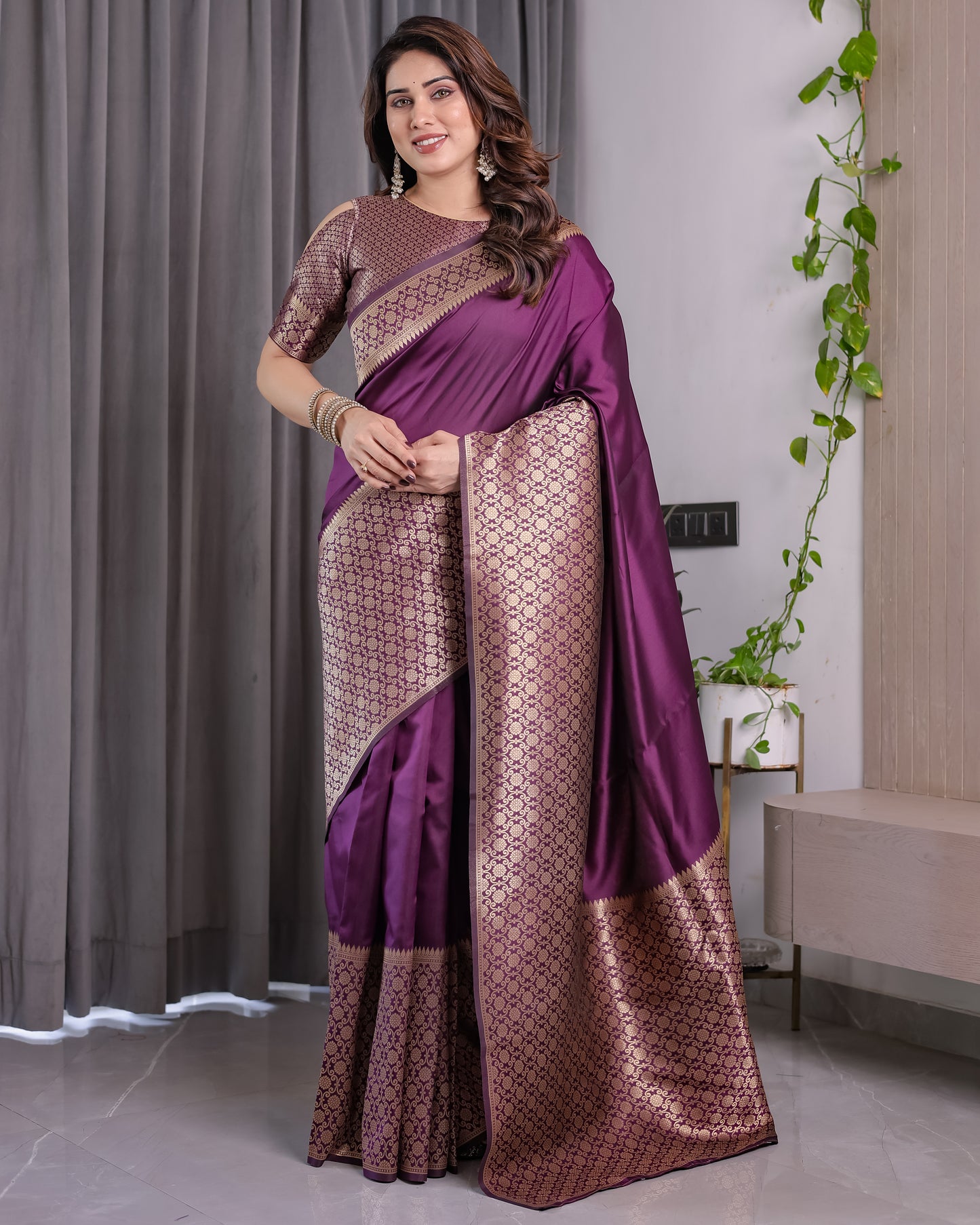Amrah Wholesale Sh Jcq 06 Soft Lichi Silk Saree