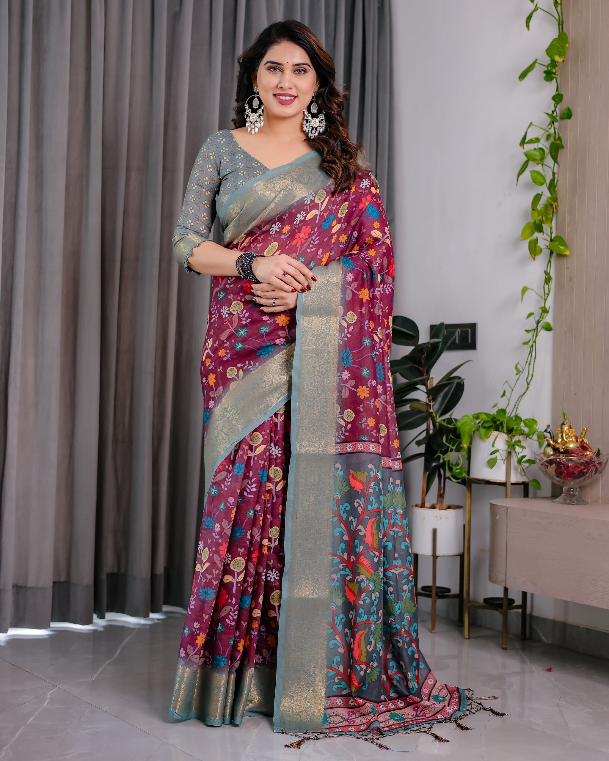 Amrah Wholesale Sh LJ 08 To 14 Handloom Linen Saree