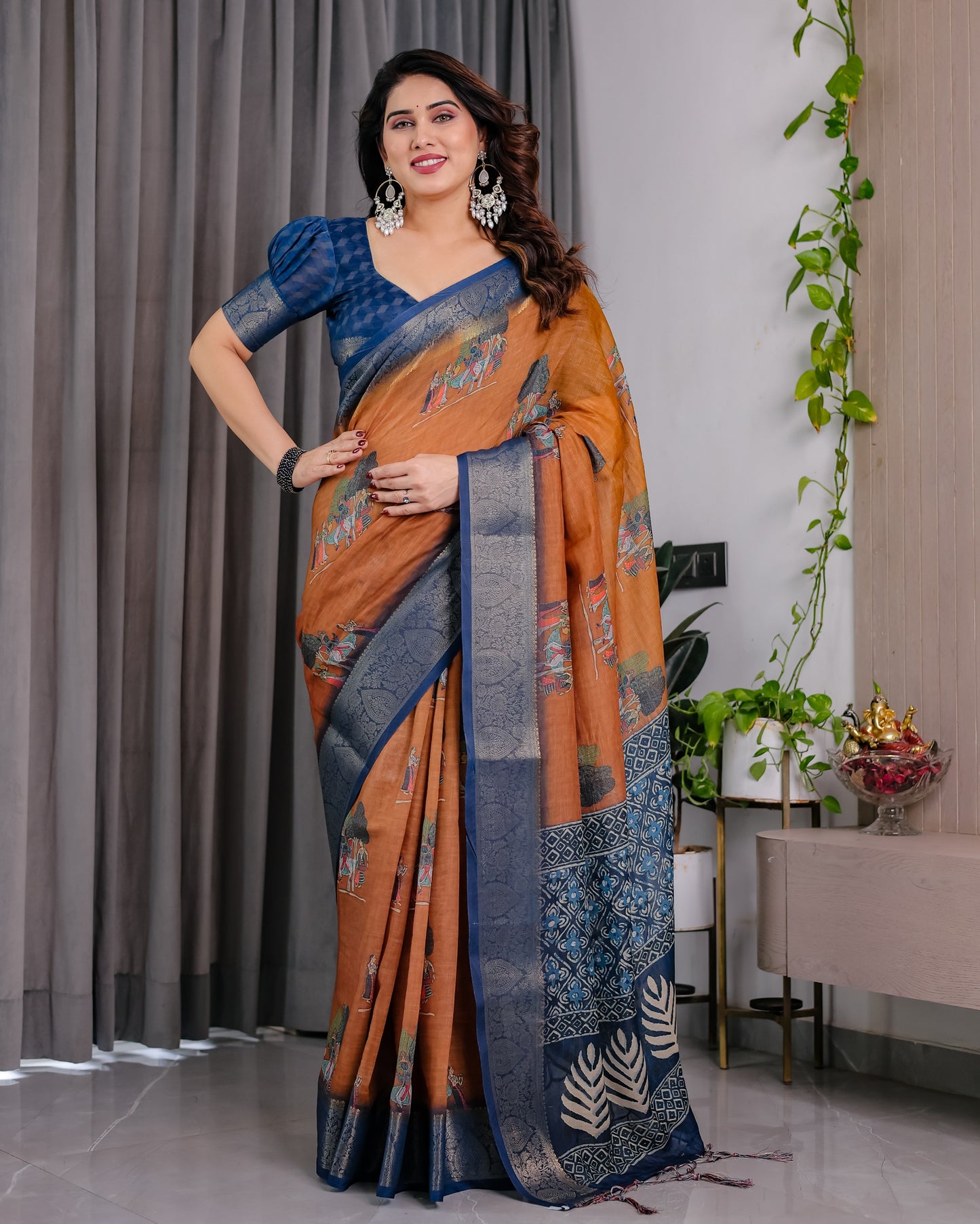 Amrah Wholesale Sh LJ 15 To 21 Handloom Linen Saree