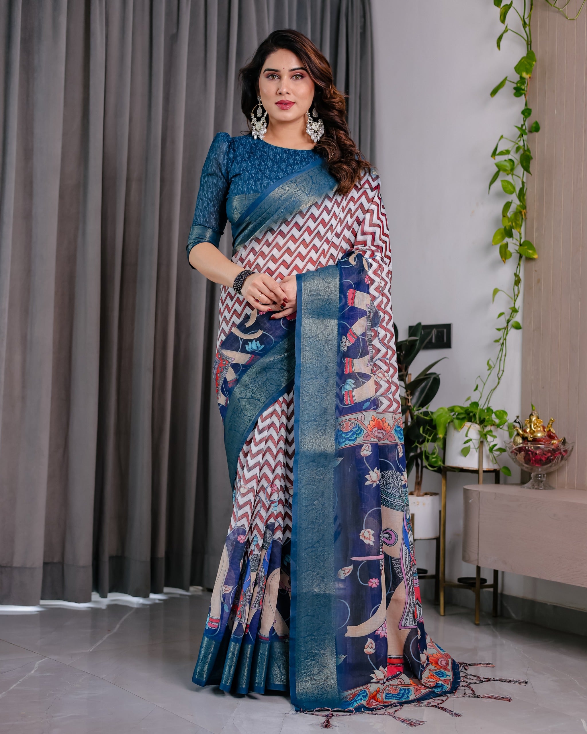 Amrah Wholesale Sh LJ 15 To 21 Handloom Linen Saree
