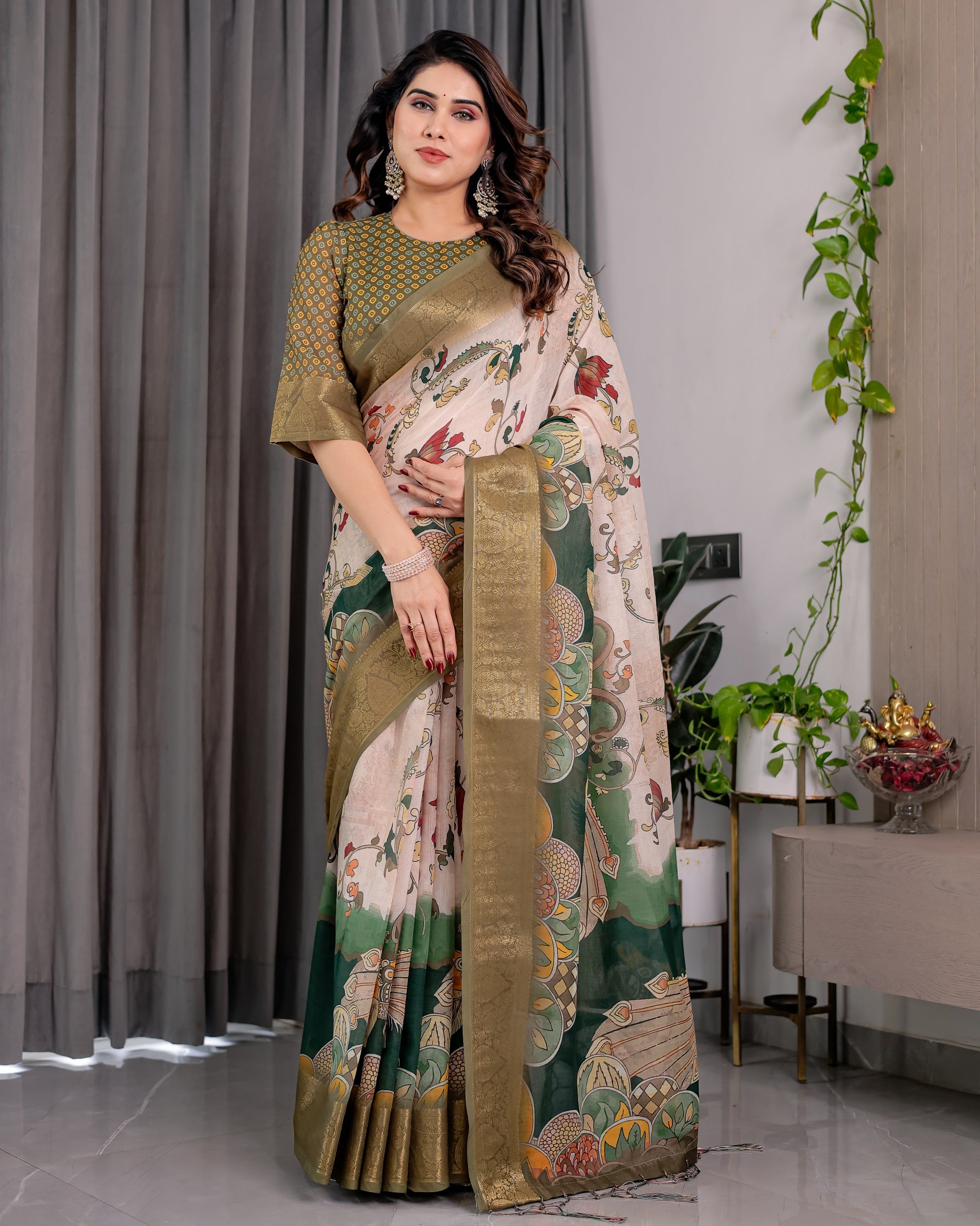 Amrah Wholesale Sh LJ 15 To 21 Handloom Linen Saree