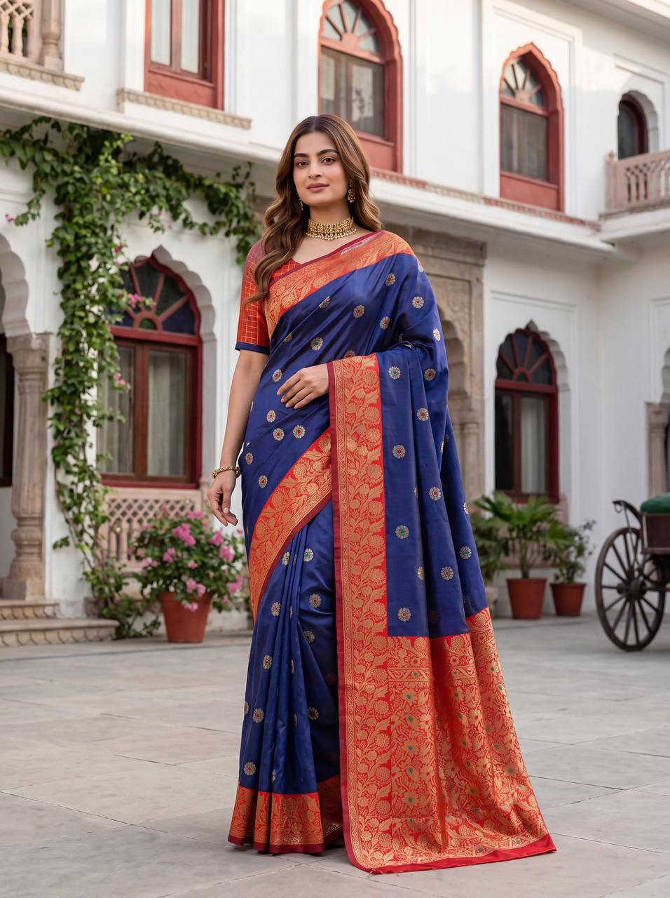 Amrah Soft Silk 7006 Lichi Silk Jacquard Work Saree - Amrah Wholesale
