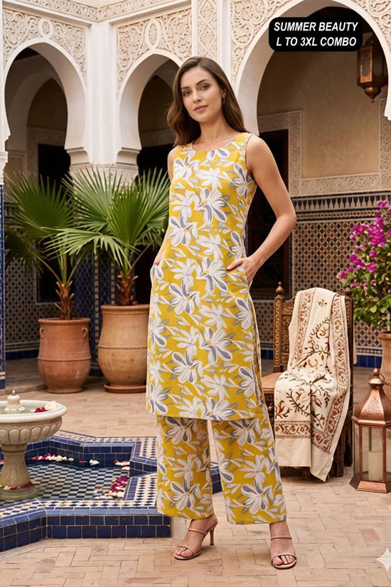 Amrah Summer Beauty Cotton Flex Printed Kurti Pant Set