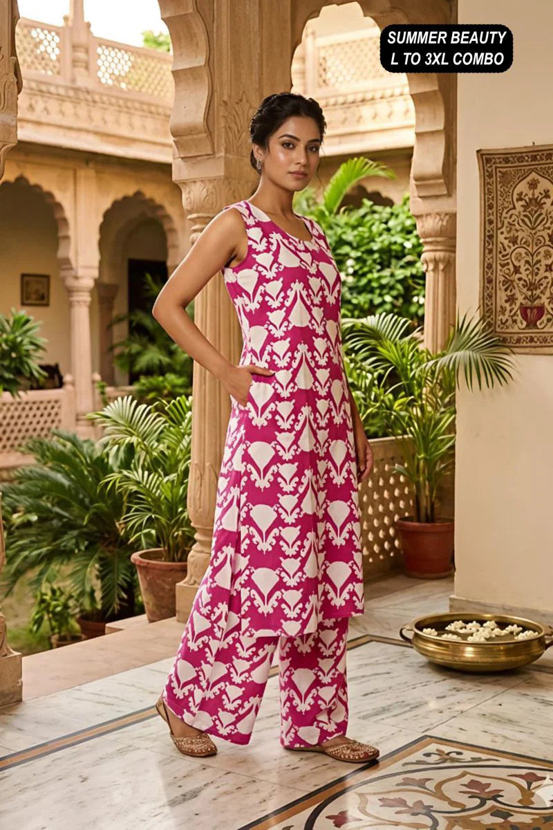 Amrah Summer Beauty Cotton Flex Printed Kurti Pant Set