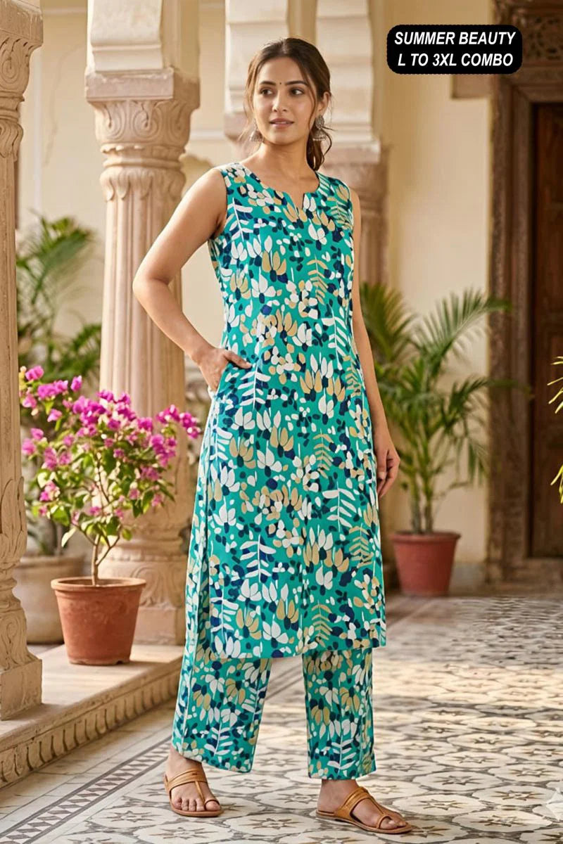 Amrah Summer Beauty Cotton Flex Printed Kurti Pant Set
