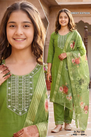 Amrah Sweet Sixteen Vol 5 Roman Silk Embroidered Kids Kurti Set