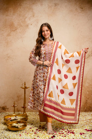 Amrah Tanya 01 New Magic Cotton Kurti Pant Dupatta Set