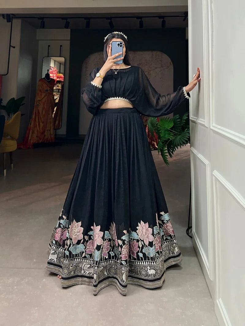Amrah Wholesale Taraa L 1117 Georgette Sequins Thread Work Lehenga Choli