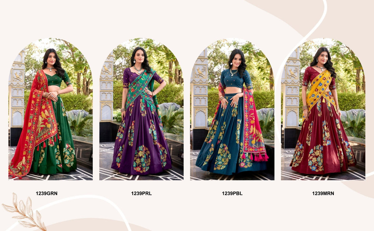 Taraa L 1239 Tasar Silk Foil Printed Lehenga Collection - Amrah Wholesale