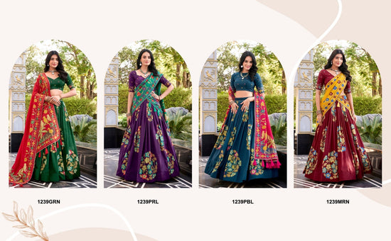 Taraa L 1239 Tasar Silk Foil Printed Lehenga Collection - Amrah Wholesale