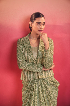Amrah Taraa L 1316 Tasar Silk Indo Western Set - Amrah Wholesale
