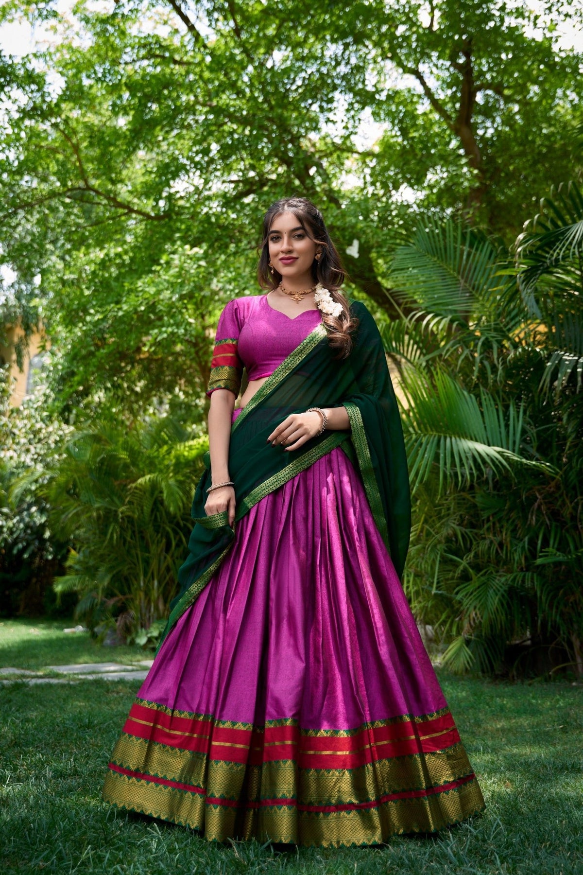 Amrah Taraa L 2004 Poly Cotton Zari Weaving Lehenga Choli - Amrah Wholesale