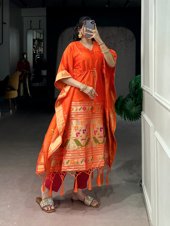 Amrah Taraa L 3802 Jacquard Zari Weaving Kaftan