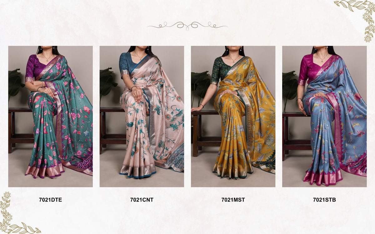 Amrah Taraa L 7021 Tasar Silk Printed Saree - Amrah Wholesale