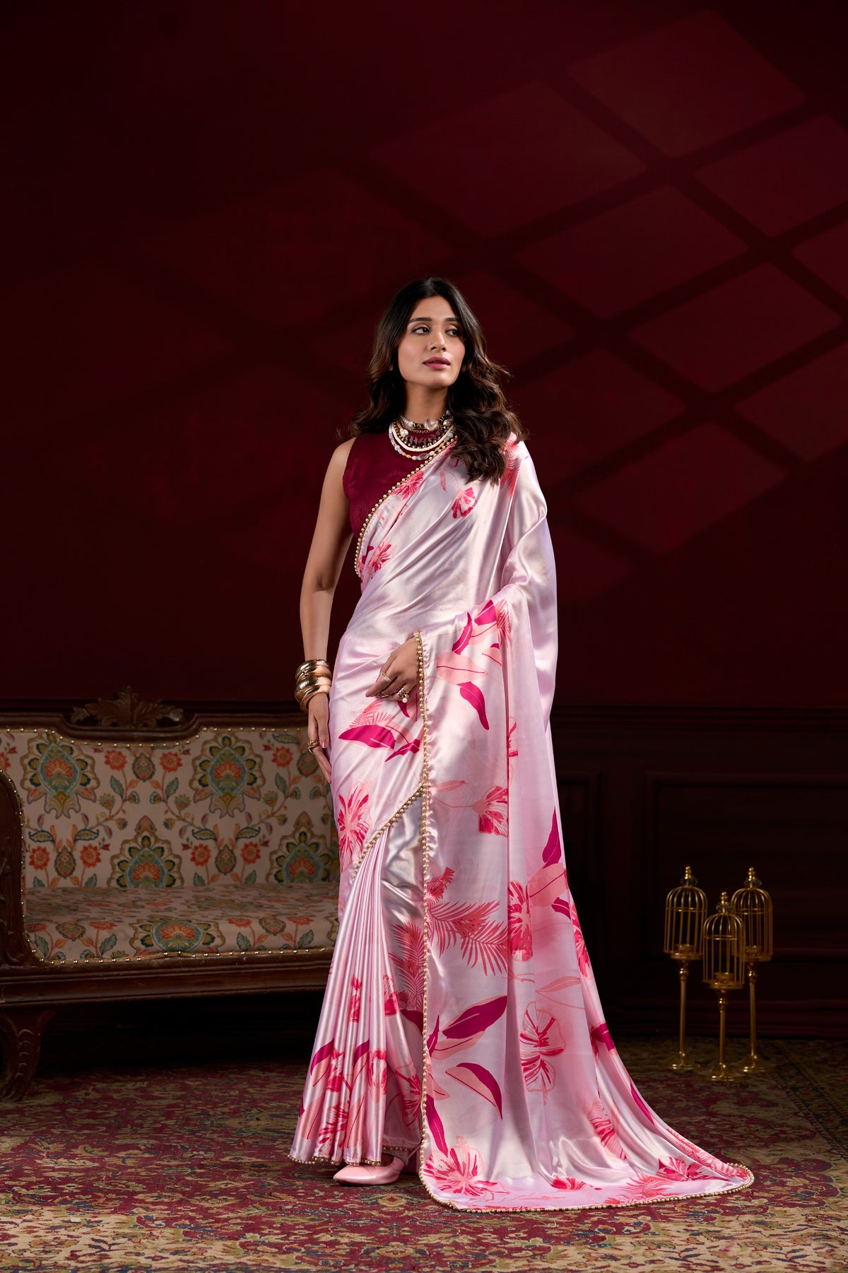 Amrah Wholesale Taraa L 7028 Satin Silk Saree
