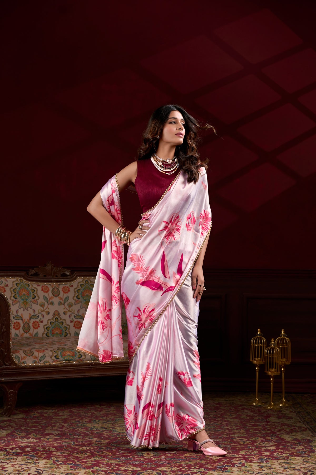 Amrah Wholesale Taraa L 7028 Satin Silk Saree
