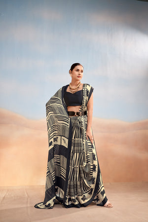 Amrah Wholesale Taraa L 7202 Satin Chiffon Saree