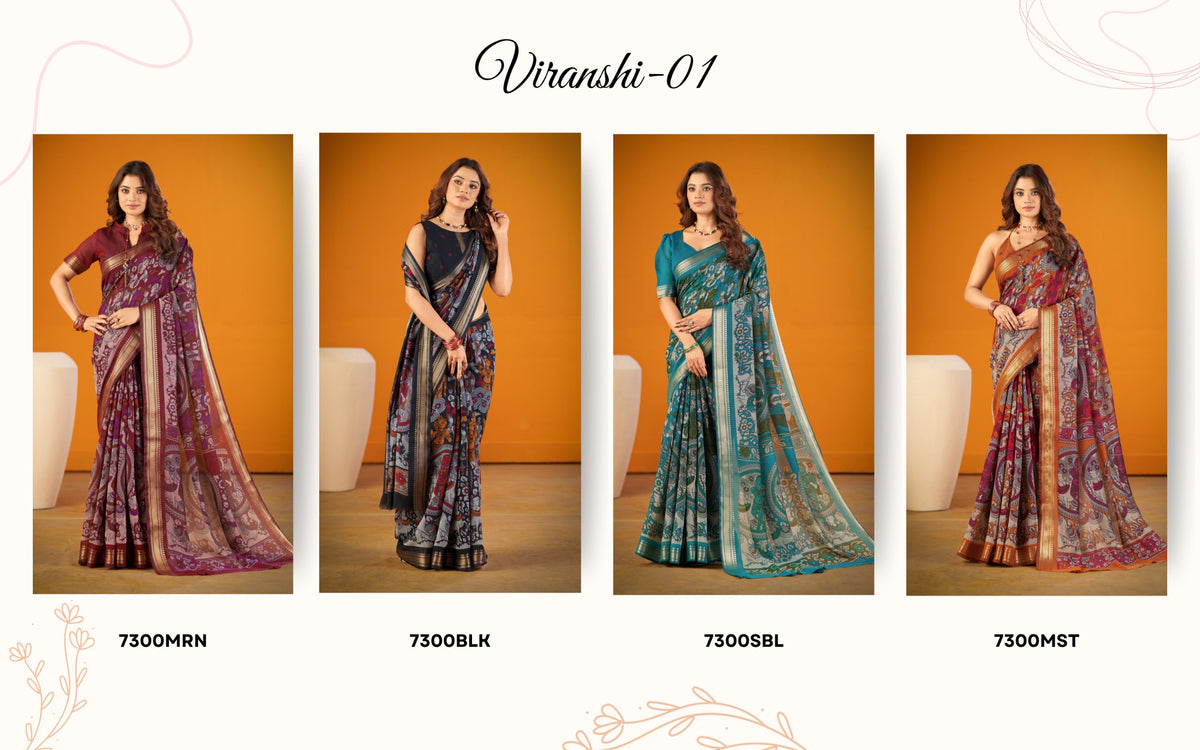 Amrah Wholesale Taraa L 7300 Chanderi Saree