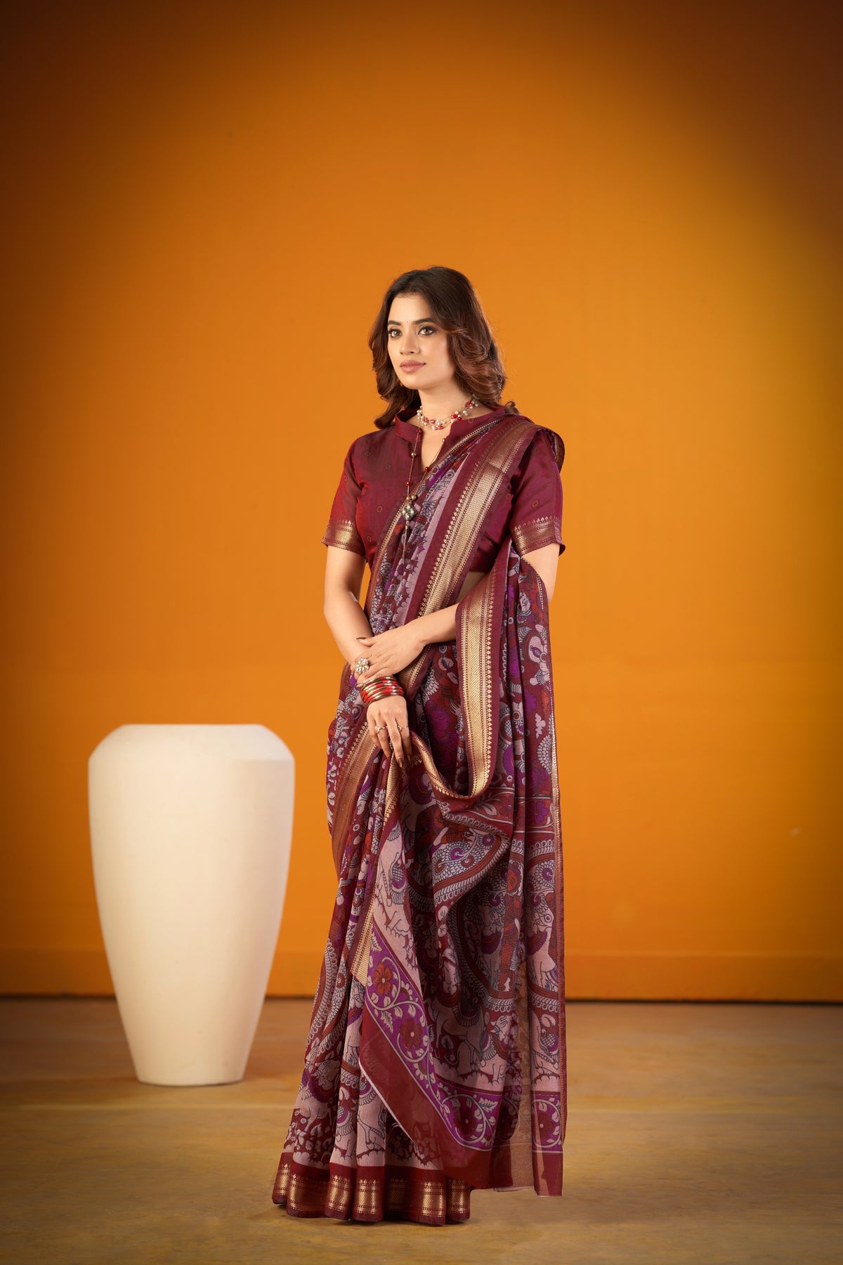 Amrah Wholesale Taraa L 7300 Chanderi Saree