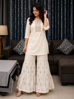 Amrah Wholesale Tlc Vol 144 Mul Cotton Hand Work Sharara Kurti Set