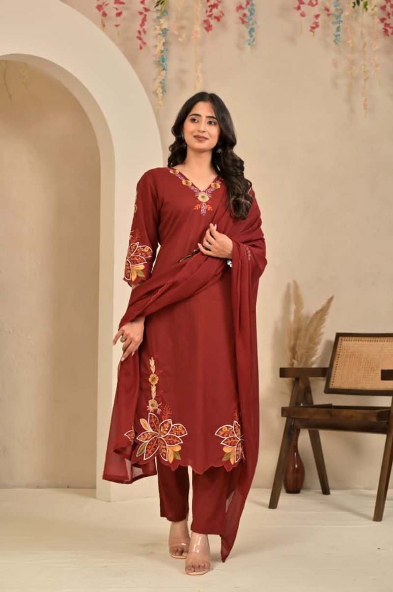 Amrah Wholesale Tlc Vol 145 Cotton Embroidered Kurti Pant Dupatta Set