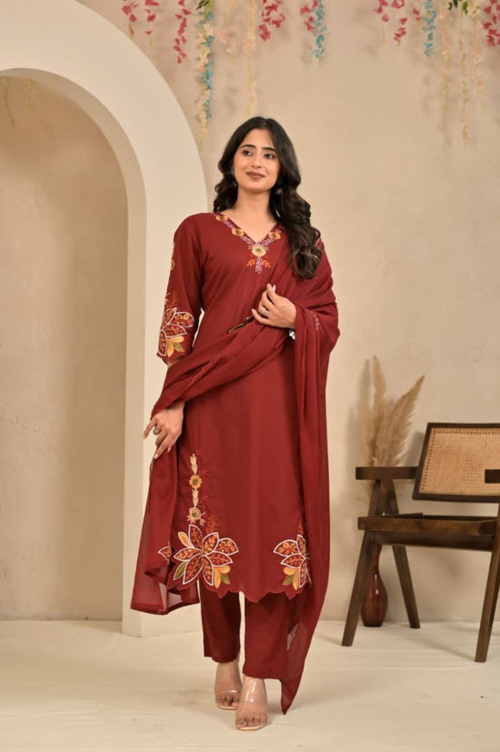 Amrah Wholesale Tlc Vol 145 Cotton Embroidered Kurti Pant Dupatta Set