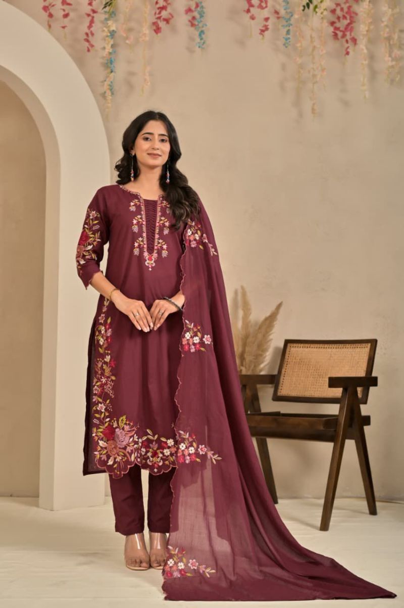 Amrah Wholesale Tlc Vol 146 Cotton Embroidered Kurti Pant Dupatta Set