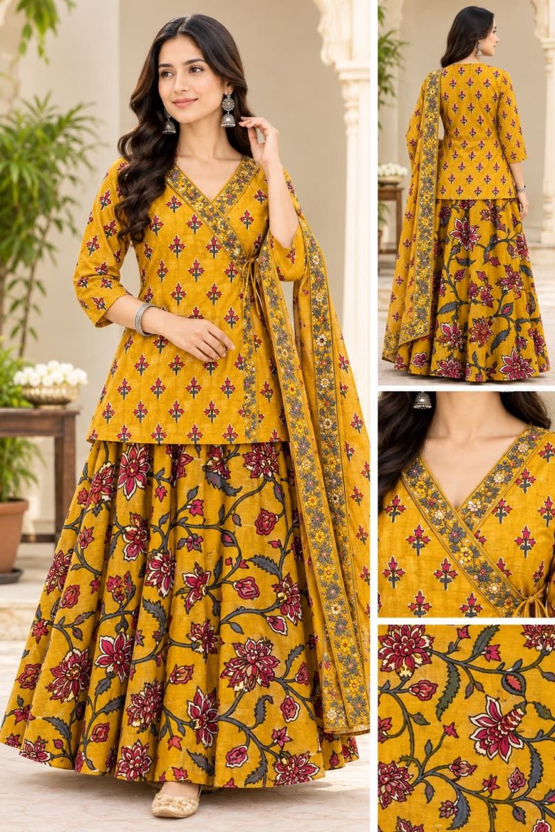 Amrah Tlc Vol 193 Cotton Kurti Pant Dupatta Set
