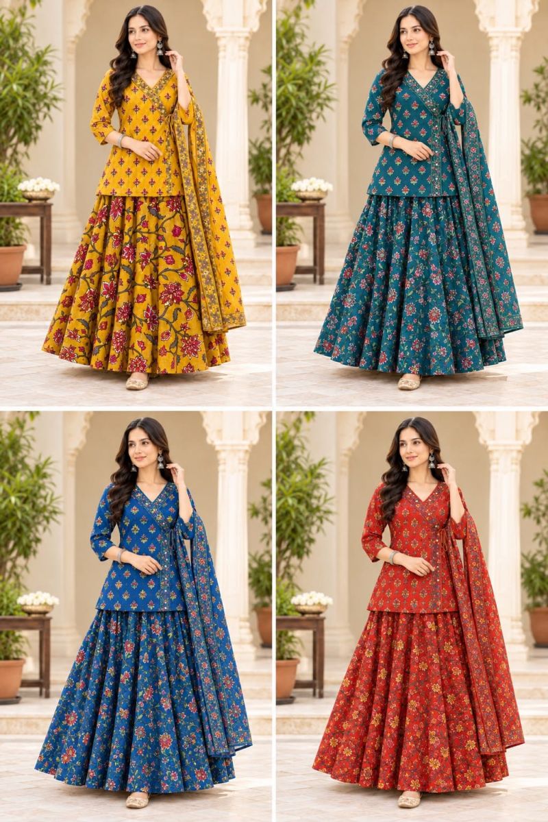 Amrah Tlc Vol 193 Cotton Kurti Pant Dupatta Set