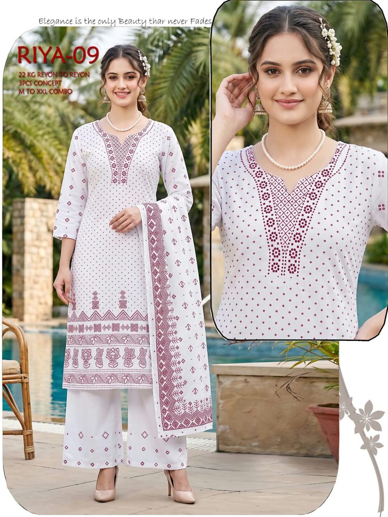 Amrah Tlc Vol 196 Rayon Kurti Pant Dupatta Set