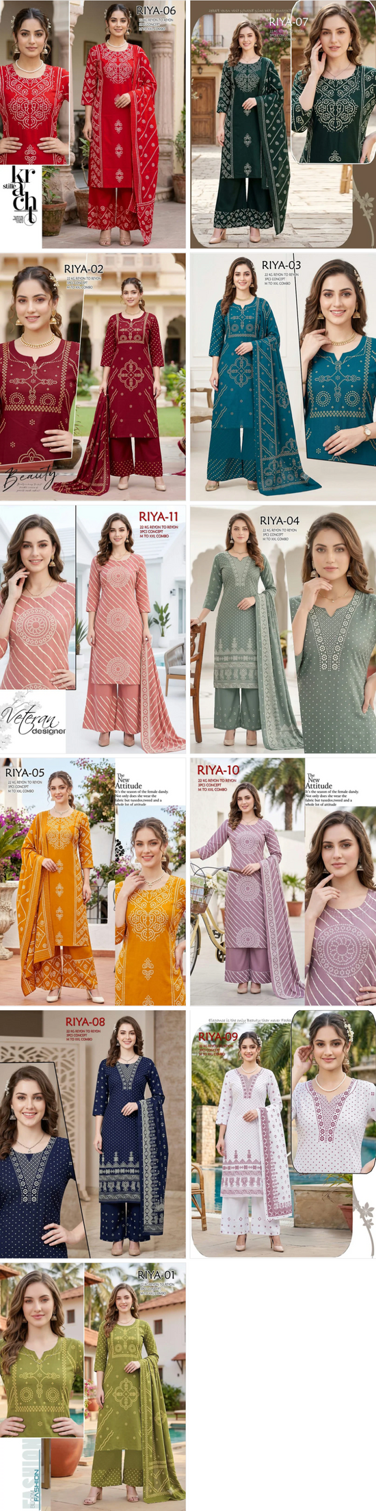 Amrah Tlc Vol 196 Rayon Kurti Pant Dupatta Set