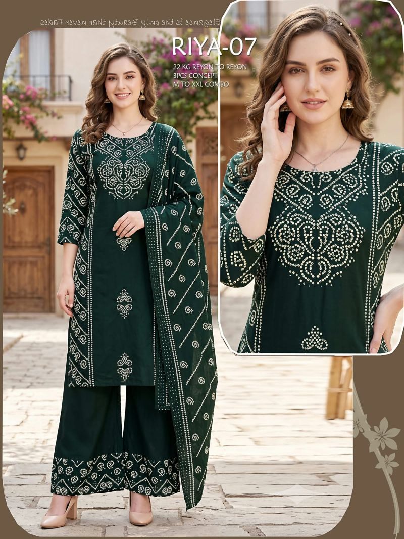Amrah Tlc Vol 196 Rayon Kurti Pant Dupatta Set