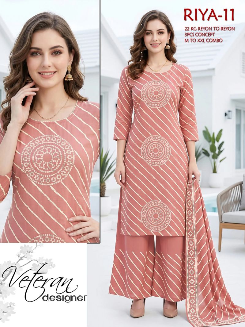 Amrah Tlc Vol 196 Rayon Kurti Pant Dupatta Set