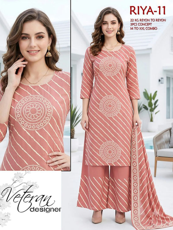 Amrah Tlc Vol 196 Rayon Kurti Pant Dupatta Set